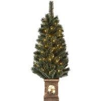 HOMCOM 4ft Small Christmas Tree w/ 80 Warm White LED Lights, 8 Modes and Remote, Realistic Xmas Tree with Square Stand, Green Aosom UK