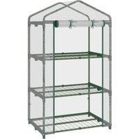 Outsunny 3 Tier Mini Greenhouse Portable Garden Grow House with Roll Up Door and Wire Shelves, 69L x 49W x 125H cm, Clear