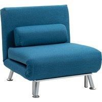 HOMCOM Single Sofa Bed, 1 Person Sleeper Foldable Lounge with Pillow, Blue Aosom UK
