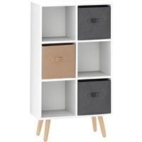 HOMCOM Freestanding 6 Cube Unit Cabinet Unit w/ 3 Fabric Drawers Handles Home Office Storage Shelves White Aosom UK