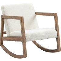 HOMCOM Rocking Chair, Upholstered Sofa Armchair with Cushion and Wood Base for Living Room and Bedroom, Cream White Aosom UK