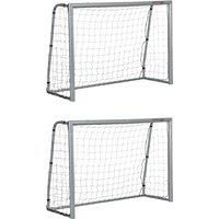 SPORTNOW 8ft x 5ft Football Goal, Set of 2 Football Net for Garden, Training Goal with Ground Stakes, Steel Frame Aosom UK