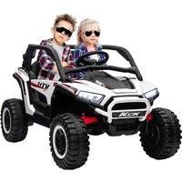 AIYAPLAY Kids 24V Electric Battery-Powered Two-Seater Ride-On Truck with Remote Control - White, White