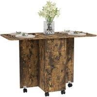 HOMCOM Six-Person Drop Leaf Dining Table - Brown/Black Aosom UK