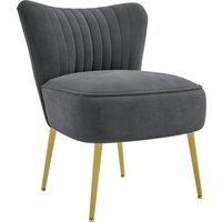 HOMCOM Modern Accent Chair, Upholstered Living Room Chair with Gold Tone Steel Legs, Wingback Armless Chair, Grey Aosom UK