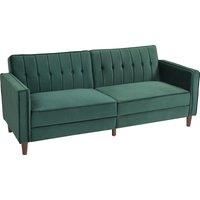 HOMCOM Velvet-Feel Three-Seater Sofa Bed - Green Aosom UK