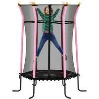 HOMCOM Kids Trampoline Mini Bouncer with Enclosure Safety Net For Ages 3-10 Years - Pink