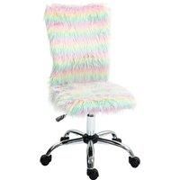 HOMCOM Armless Computer Desk Chair Fluffy Fabric, Height Adjustable Unicorn Tone, none