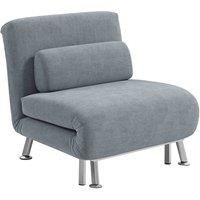 HOMCOM Single Folding Five-Position One-Sleeper Sofa Bed with Pillow - Grey, Grey