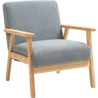 HOMCOM Accent Chair Wood Frame with Thick Cashmere Cushions Wide Seat Armchair Home Furniture Bedroom Office Grey Aosom UK