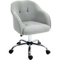 HOMCOM Swivel Armchair withTall Back, Teddy Fleece Office Chair, Makeup Vanity Chair with Height Adjustable, Wheels, for Home Study, Grey Aosom UK
