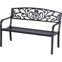 Outsunny 2 Seater Metal Garden Park Bench Porch Outdoor Furniture Patio Chair Seat Black