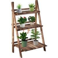 Outsunny Wooden Folding Flower Pot Stand 3 Tier Garden Planter Display Ladder Gardener Storage Shelves Rack Herb Holder (60L x 37W x 93H (cm))