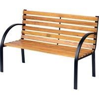 Outsunny Wooden Garden Bench Park Bench 2 Seater Love Chair Outdoor Patio Porch Furniture w/ Sturdy Metal Frame