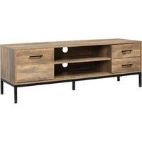 HOMCOM Light Industrial-Style TV Stand Cabinet - Brown/Black