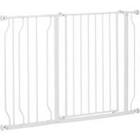 PawHut Wide Dog Safety Gate, with Door Pressure, for Doorways, Hallways, Staircases - White