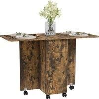 HOMCOM Multi-Storage Six-Person Drop Leaf Dining Table - Rustic Brown Aosom UK