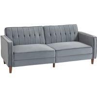 HOMCOM Velvet-Feel Three-Seater Sofa Bed - Dark Grey