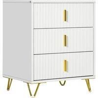 HOMCOM Elegant Chest of Three Drawers - White/Gold-Tone Aosom UK