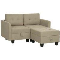 HOMCOM Modular L-Shape Sectional Storage Sofa - Light Brown, Brown
