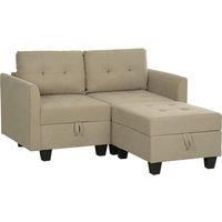 HOMCOM 'L' Shape Modular Storage Sofa - Light Brown Aosom UK