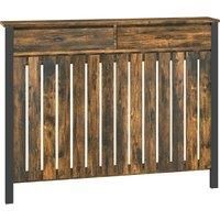 HOMCOM 93 x 119cm Rustic-Look Radiator Cover - Brown/Black Aosom UK