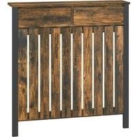 HOMCOM 93 x 88.5cm Rustic-Look Radiator Cover - Brown/Black Aosom UK