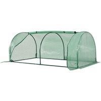 Outsunny Tunnel Greenhouse Green Grow House for Garden Outdoor, Steel Frame, PE Cover, Green, 200 x 100 x 80cm