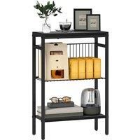 HOMCOM Three Shelf Industrial Side Table Black, none