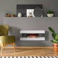 HOMCOM 120cm Electric Fireplace Wall Mounted or Freestanding Adjustable LED Flame Effect 2000W White, none