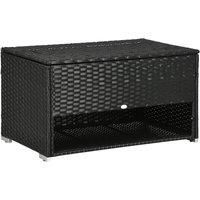 Outsunny Rattan Garden Storage Box, Outdoor PE Wicker Deck Doxes w/ Shoe Layer for Indoor, Outdoor, Spa, Black
