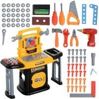 AIYAPLAY Kids 102-Piece Play Tool Bench with Accessories and Storage - Yellow, Yellow