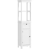 HOMCOM Tall Bathroom Cabinet, Slim Bathroom Storage Cabinet with 2 Open Shelves, Soft Close Door and Drawer, Adjustable Shelf, Narrow Cupboard Storage Unit, White Aosom UK