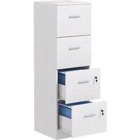 HOMCOM File Cabinet with 4 Drawers for Home Office, Vertical Filing Cabinet with Lock, Adjustable Hanging Bar for A4 and Letter Size, Ash Wood-Effect Aosom UK