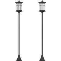 Outsunny Set of Two 1.8m Traditional Style Solar Lamp Posts - Black