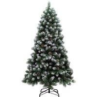 HOMCOM 6ft Artificial Pine Christmas Tree with Pinecones, Steel Base
