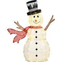 Outsunny 3FT Lighted Christmas Snowman, Waterproof Light up Yard Xmas Decor with 78 Warm-White LED Lights for Indoor Outdoor Garden, White Aosom UK