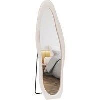 HOMCOM Wavy Velvet-Feel Full Length Mirror - Light Pink