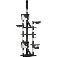 Pawhut Cat Tree Kitten Condo Fun House Adjustable Grey & White
