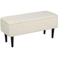 HOMCOM 47L Teddy Fleece Storage Ottoman - Cream