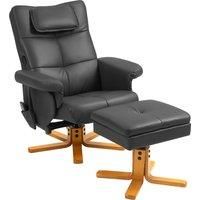 HOMCOM Faux Leather Massage Recliner Chair, with Storage Ottoman - Black Aosom UK