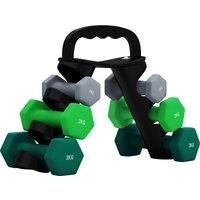 SPORTNOW Dumbbells Set with Carry Storage Rack, Set of 6 Weights for Home Gym Kettlebell Training Weight Lifting Exercise, 2 x 1kg, 2 x 2kg, 2 x 3kg Aosom UK