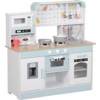 AIYAPLAY Toy Kitchen, Pretend Role Play Kitchen with Hob, Sound and Light, Coffee Machine, Ice Maker, Microwave
