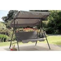 Outsunny 3 Seater Canopy Swing Chair Garden Rocking Bench Heavy Duty Patio Metal Seat w/ Top Roof - Black