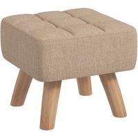 HOMCOM Modern Tufted Footstool, Fabric Foot Stool with Rubber Wood Legs, Padded Seat, for Living Room, Bedroom, Entryway, Light Brown Aosom UK