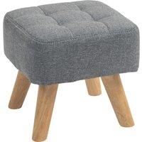HOMCOM Modern Tufted Footstool, Fabric Foot Stool with Rubber Wood Legs, Padded Seat, for Living Room, Bedroom, Entryway, Grey Aosom UK