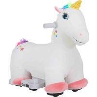 AIYAPLAY 6V Electric Ride on Unicorn with Music Forward, White