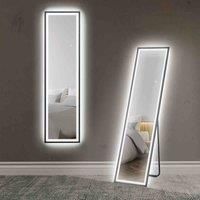HOMCOM 150cm x 40cm Full Length Mirror with Adjustable Lights and Metal Frame - Black, Black