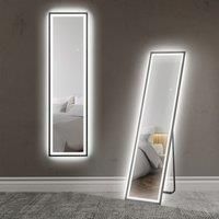 HOMCOM Full Length Mirror with LED Lights, 150 x 40cm Free Standing Mirror with Dimming and 3 Colour Lighting, Leaning or Wall Mirror with Metal Frame for Living Room, Bedroom, Black Aosom UK