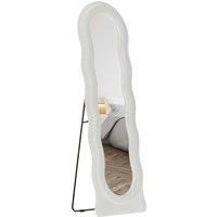 HOMCOM Wavy Velvet-Feel Full Length Mirror - White